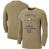 Men's Minnesota Vikings Nike Tan 2019 Salute to Service Sideline Performance Long Sleeve Shirt,baseball caps,new era cap wholesale,wholesale hats